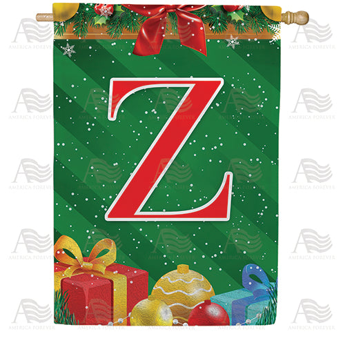 Merry Christmas Monogram Double Sided House Flag