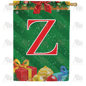 Merry Christmas Monogram Double Sided House Flag