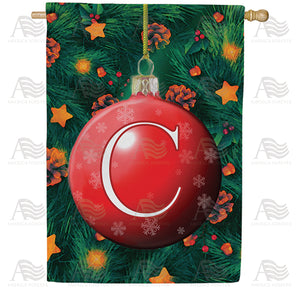 Christmas Ball Monogram Double Sided House Flag