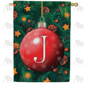 Christmas Ball Monogram Double Sided House Flag