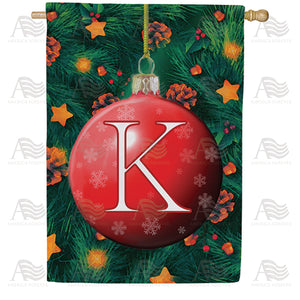 Christmas Ball Monogram Double Sided House Flag