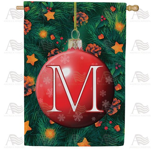 Christmas Ball Monogram Double Sided House Flag