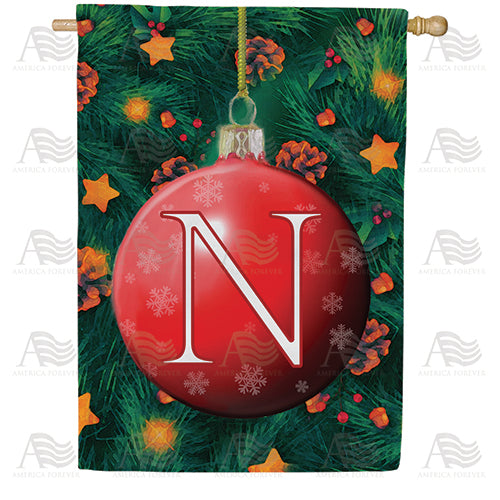 Christmas Ball Monogram Double Sided House Flag