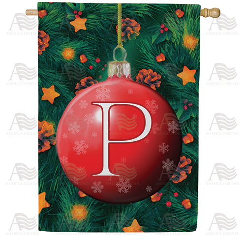 Christmas Ball Monogram Double Sided House Flag