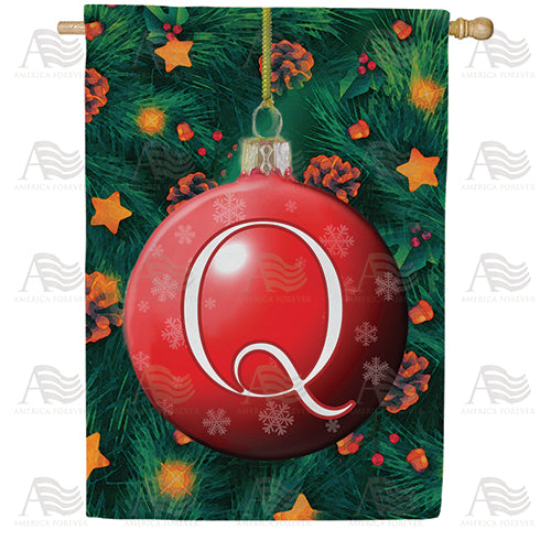 Christmas Ball Monogram Double Sided House Flag