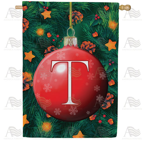 Christmas Ball Monogram Double Sided House Flag