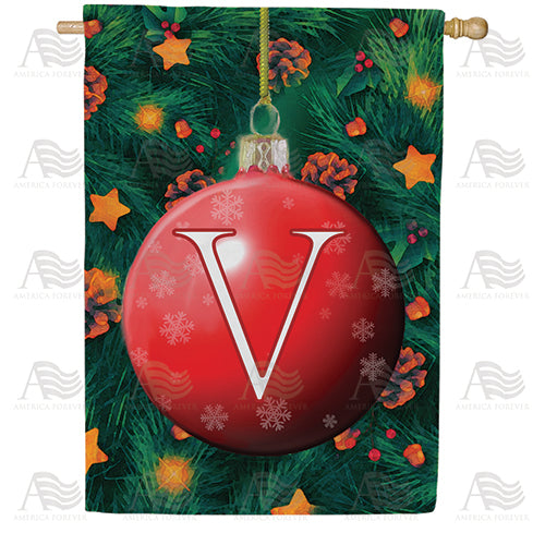Christmas Ball Monogram Double Sided House Flag