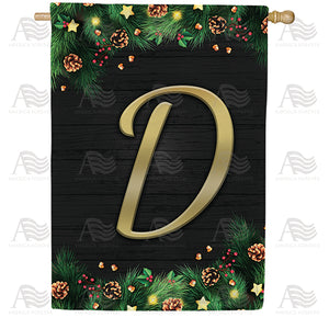 Pine Cones And Stars Monogram Double Sided House Flag