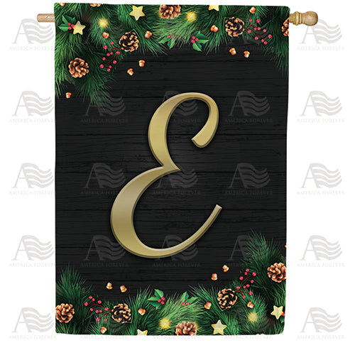 Pine Cones And Stars Monogram Double Sided House Flag