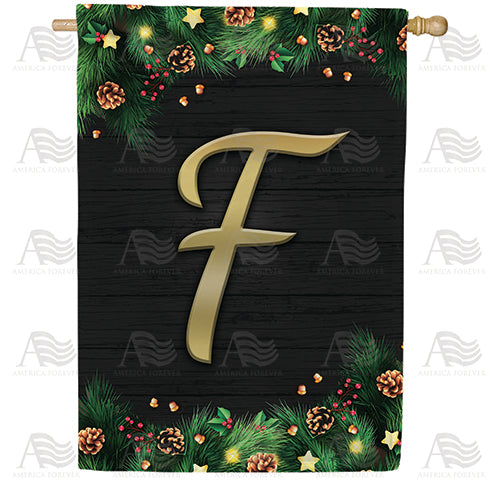 Pine Cones And Stars Monogram Double Sided House Flag