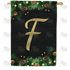 Pine Cones And Stars Monogram Double Sided House Flag