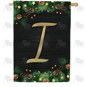 Pine Cones And Stars Monogram Double Sided House Flag