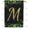Pine Cones And Stars Monogram Double Sided House Flag