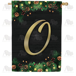 Pine Cones And Stars Monogram Double Sided House Flag