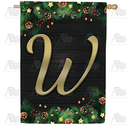 Pine Cones And Stars Monogram Double Sided House Flag