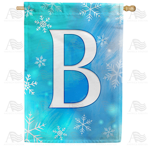Snowflakes Monogram Double Sided House Flag