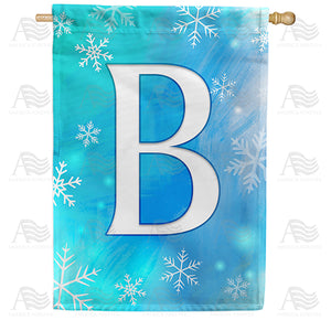 Snowflakes Monogram Double Sided House Flag