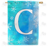 Snowflakes Monogram Double Sided House Flag