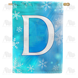 Snowflakes Monogram Double Sided House Flag