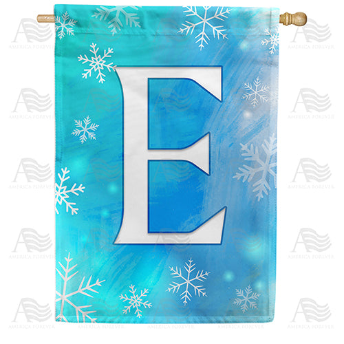 Snowflakes Monogram Double Sided House Flag