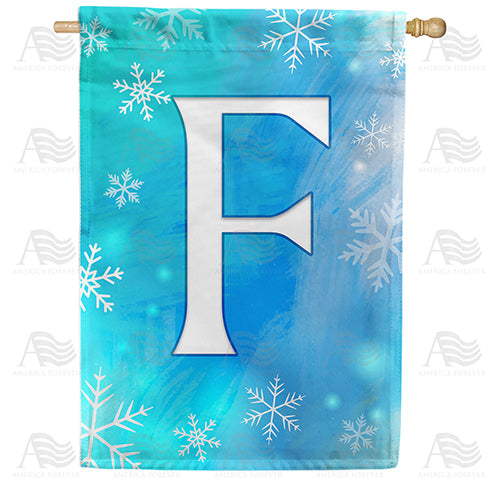 Snowflakes Monogram Double Sided House Flag