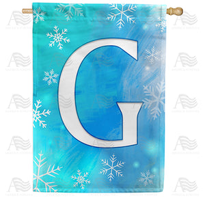 Snowflakes Monogram Double Sided House Flag