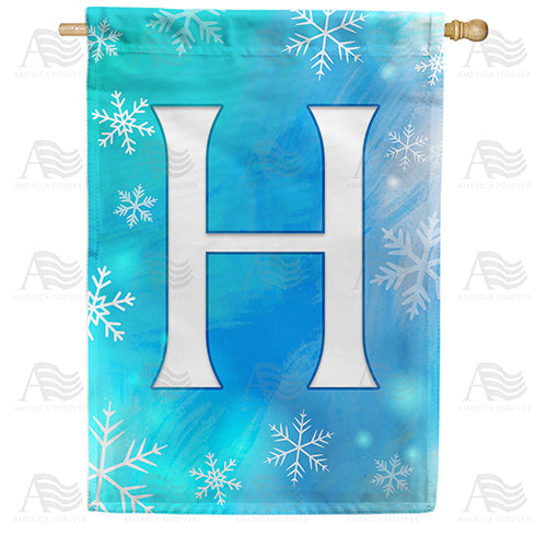 Snowflakes Monogram Double Sided House Flag