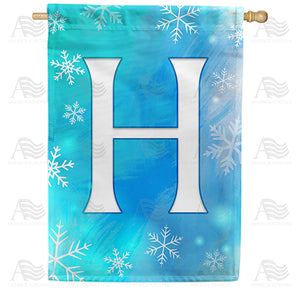 Snowflakes Monogram Double Sided House Flag