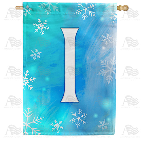 Snowflakes Monogram Double Sided House Flag
