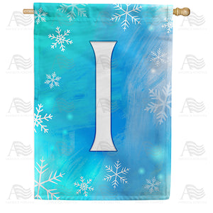 Snowflakes Monogram Double Sided House Flag