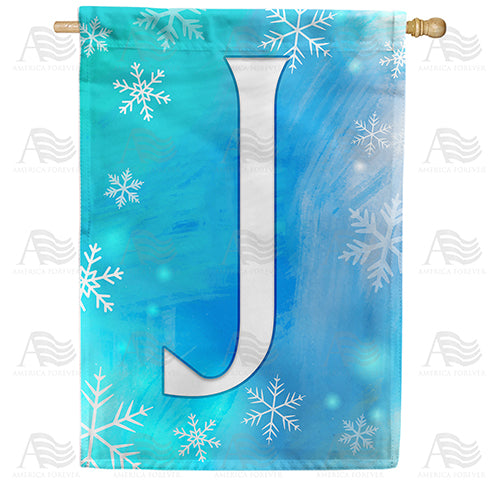 Snowflakes Monogram Double Sided House Flag