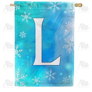 Snowflakes Monogram Double Sided House Flag