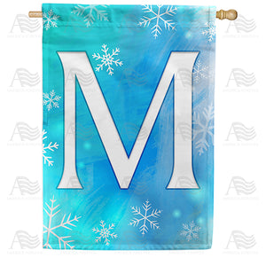 Snowflakes Monogram Double Sided House Flag