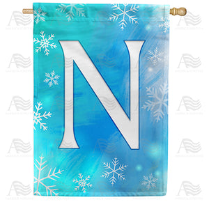 Snowflakes Monogram Double Sided House Flag