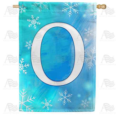Snowflakes Monogram Double Sided House Flag