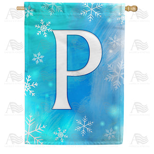 Snowflakes Monogram Double Sided House Flag