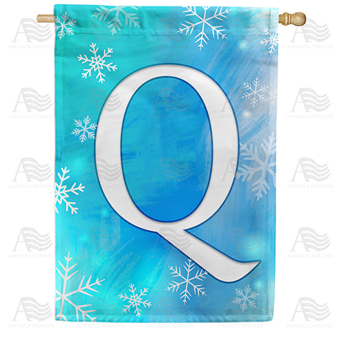 Snowflakes Monogram Double Sided House Flag