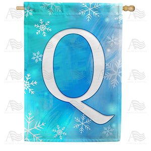 Snowflakes Monogram Double Sided House Flag