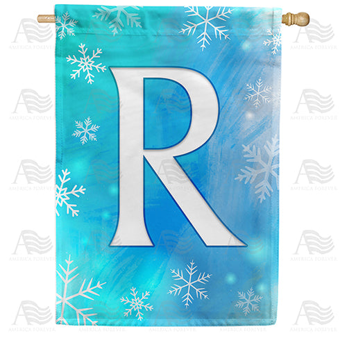 Snowflakes Monogram Double Sided House Flag