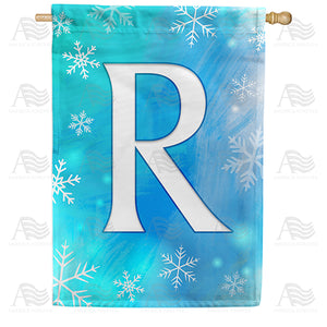 Snowflakes Monogram Double Sided House Flag