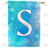 Snowflakes Monogram Double Sided House Flag