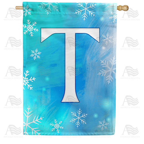 Snowflakes Monogram Double Sided House Flag
