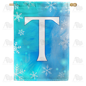 Snowflakes Monogram Double Sided House Flag
