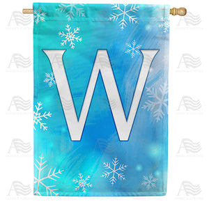 Snowflakes Monogram Double Sided House Flag