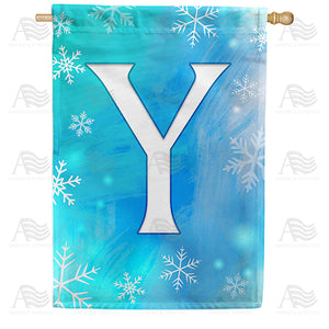 Snowflakes Monogram Double Sided House Flag