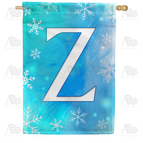 Snowflakes Monogram Double Sided House Flag