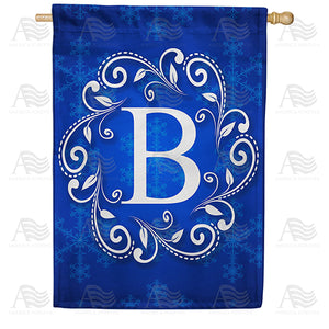 Royal Blue Winter Monogram Double Sided House Flag