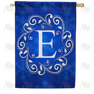 Royal Blue Winter Monogram Double Sided House Flag
