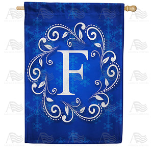 Royal Blue Winter Monogram Double Sided House Flag