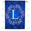 Royal Blue Winter Monogram Double Sided House Flag